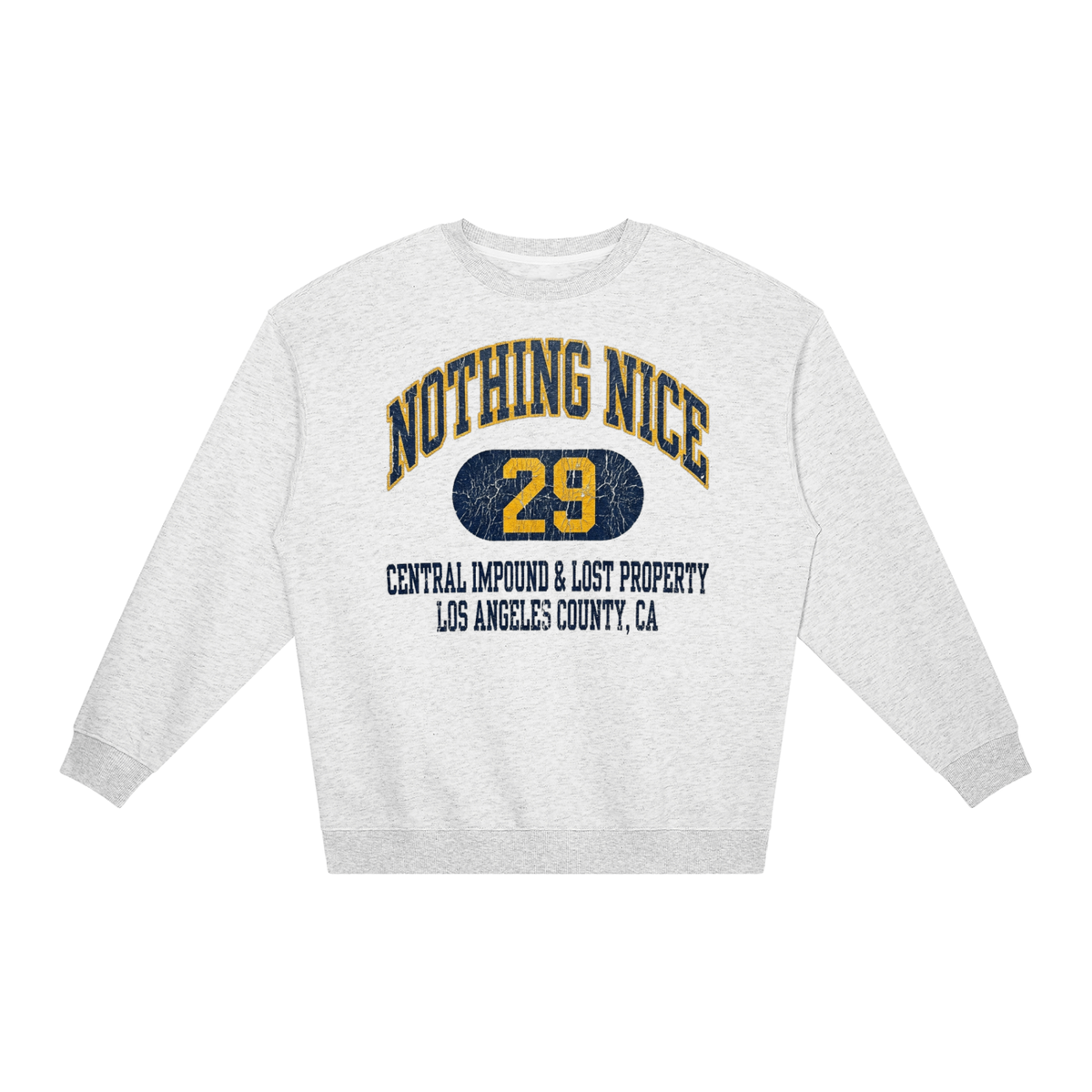 Nothing Nice "29" Impound & Lost Property Heavyweight Crewneck Fleece – Heather Grey